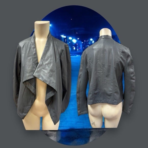 BB Dakota,Woman,Faux Leather Jacket,Gray,Sz S,Long Sleeve,Asymmetrical Neck.! - Picture 1 of 13